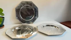 6 Plats Sous ASSIETTES Métal Argenté VINTAGE