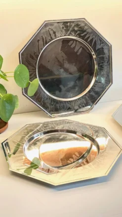 6 Plats Sous ASSIETTES Métal Argenté VINTAGE