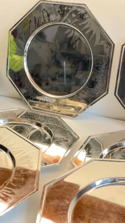 6 Plats Sous ASSIETTES Métal Argenté VINTAGE