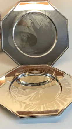 6 Plats Sous ASSIETTES Métal Argenté VINTAGE