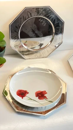 6 Plats Sous ASSIETTES Métal Argenté VINTAGE