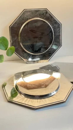 6 Plats Sous ASSIETTES Métal Argenté VINTAGE