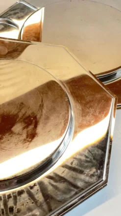 6 Plats Sous ASSIETTES Métal Argenté VINTAGE