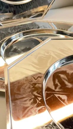 6 Plats Sous ASSIETTES Métal Argenté VINTAGE
