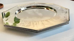 6 Plats Sous ASSIETTES Métal Argenté VINTAGE