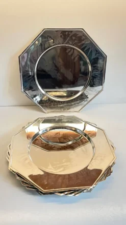 6 Plats Sous ASSIETTES Métal Argenté VINTAGE