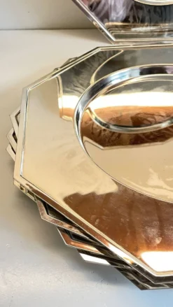 6 Plats Sous ASSIETTES Métal Argenté VINTAGE