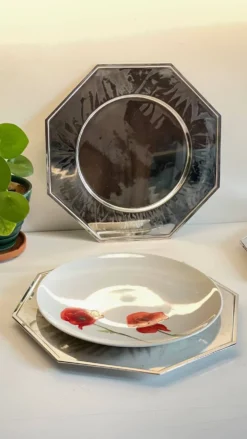 6 Plats Sous ASSIETTES Métal Argenté VINTAGE