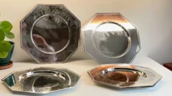 6 Plats Sous ASSIETTES Métal Argenté VINTAGE