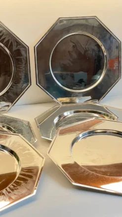 6 Plats Sous ASSIETTES Métal Argenté VINTAGE