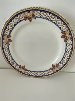 Plat sur piédouche Creil & Montereau Mauresque bleu brun