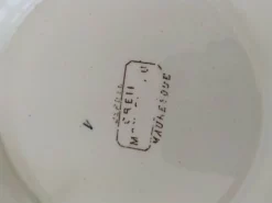 Plat sur piédouche Creil & Montereau Mauresque bleu brun