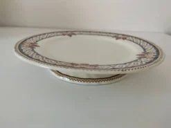 Plat sur piédouche Creil & Montereau Mauresque bleu brun