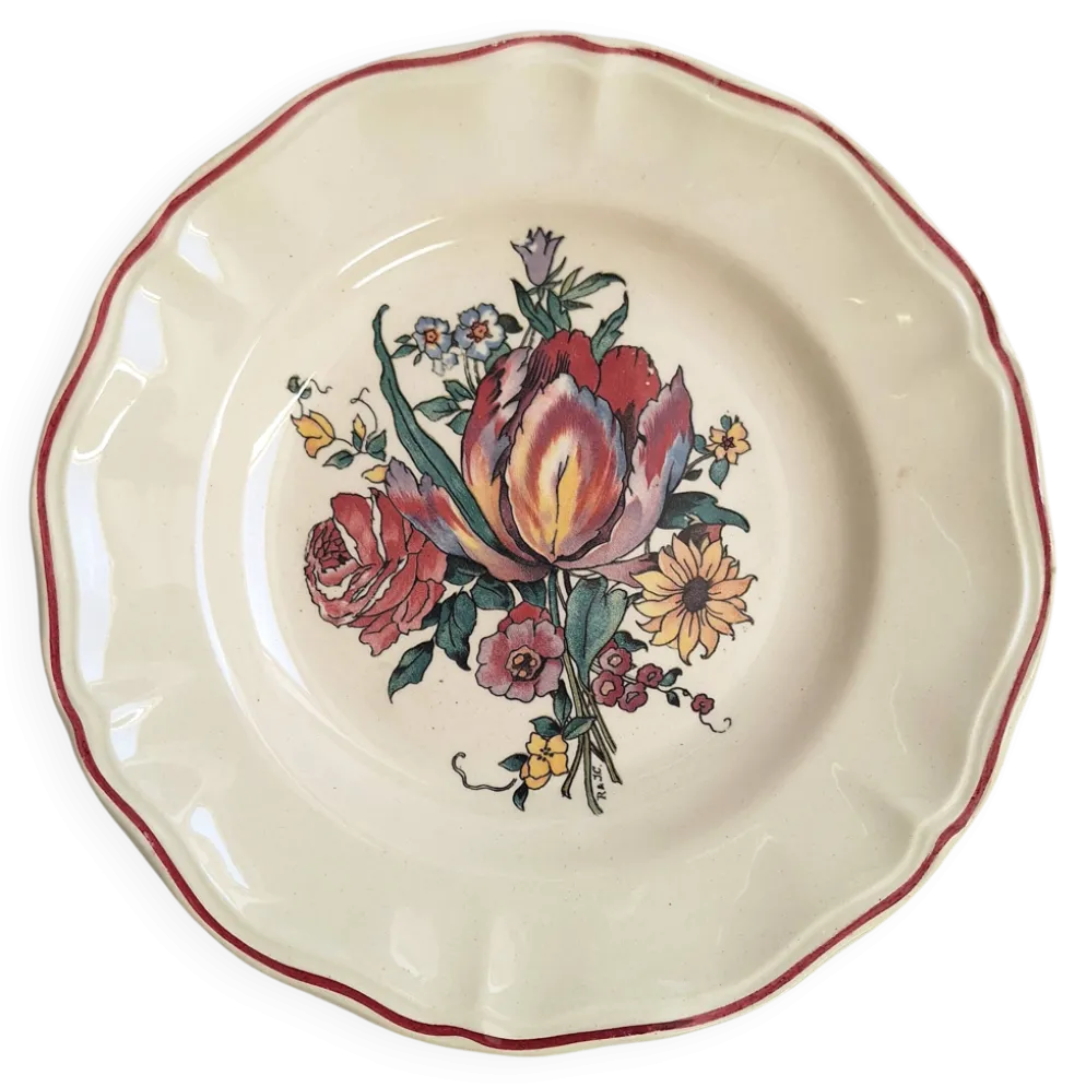 Plat sur pied / Compotier Digoin Sarreguemines Modèle Loraine