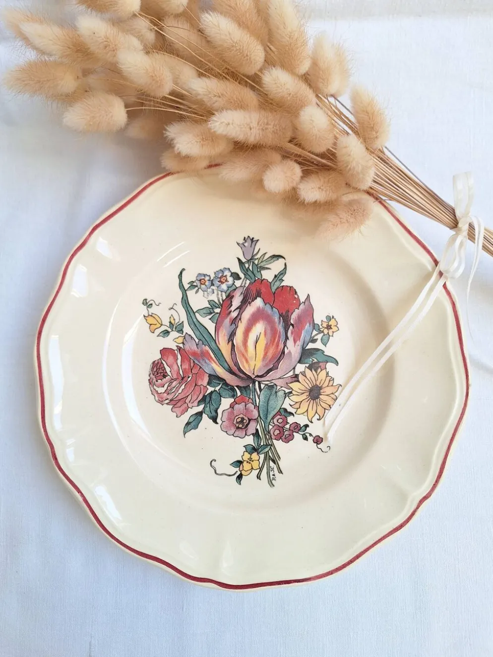Plat sur pied / Compotier Digoin Sarreguemines Modèle Loraine
