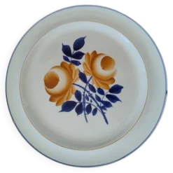 Plat sur pied vintage en faïence Moulin des Loups modèle Roubaix