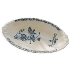 Plat terre de fer à l'oiseau du XIXe siècle signé Onnaing