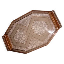 Plat transparent en verre rose art-déco
