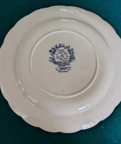Plat vintage en faïence anglaise Ridgway, modèle "windsor" bleu