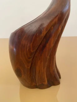 Porte-bouteille De Stijl Firenze Sculpture d'oiseau en bois, métal et laiton des années 1970