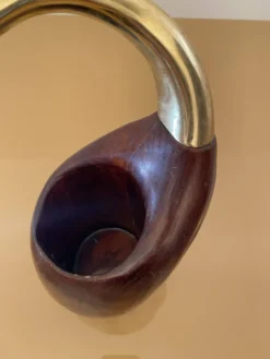 Porte-bouteille De Stijl Firenze Sculpture d'oiseau en bois, métal et laiton des années 1970