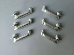 6 porte couteau forme canard en métal argenté avec porte fleur, Art Deco