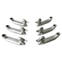 6 porte couteau forme canard en métal argenté avec porte fleur, Art Deco