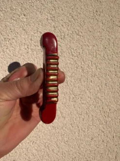 Porte-couteaux Art Déco (x6) – Verre rouge et doré, géométrique