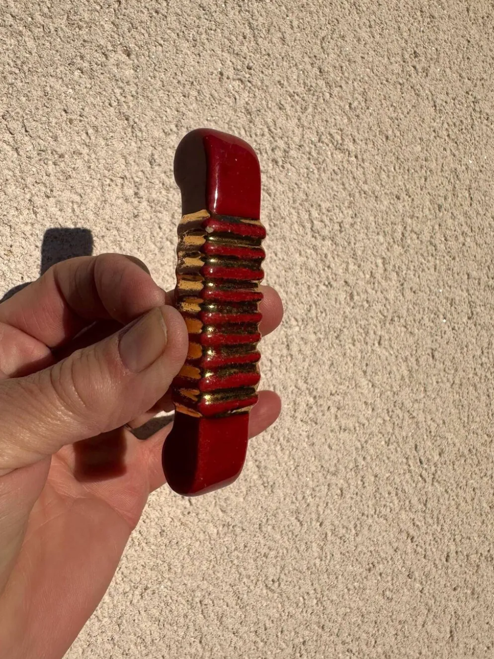 Porte-couteaux Art Déco (x6) – Verre rouge et doré, géométrique