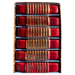 Porte-couteaux Art Déco (x6) – Verre rouge et doré, géométrique