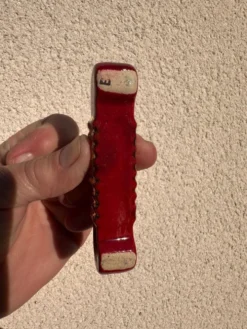 Porte-couteaux Art Déco (x6) – Verre rouge et doré, géométrique