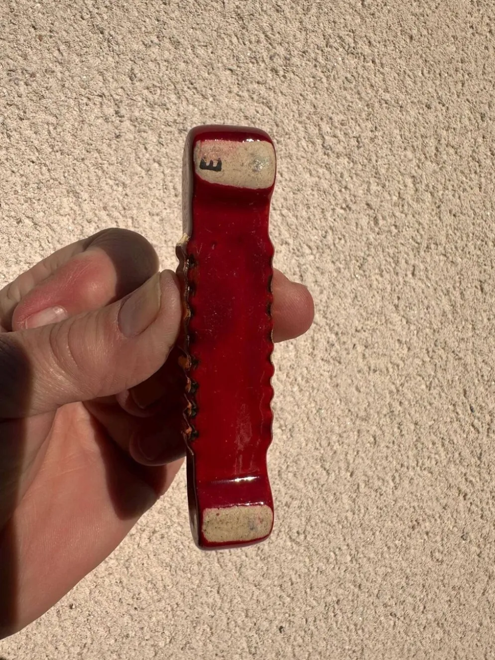 Porte-couteaux Art Déco (x6) – Verre rouge et doré, géométrique