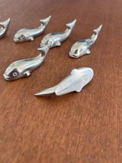 6 porte-couteaux baleine vintage en inox