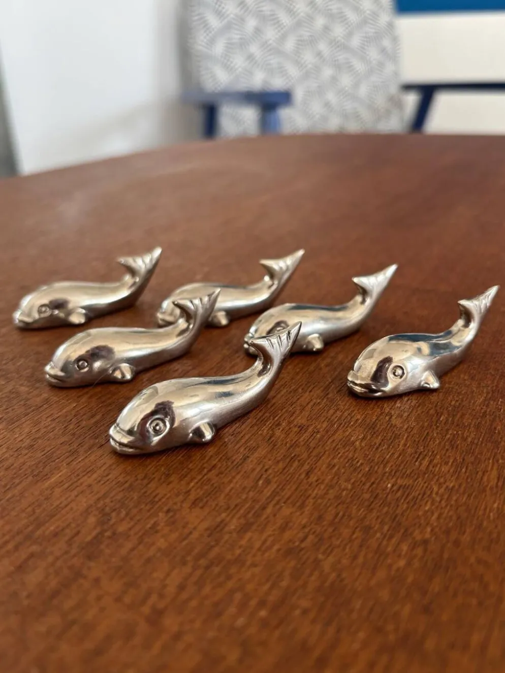 6 porte-couteaux baleine vintage en inox