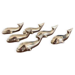 6 porte-couteaux baleine vintage en inox
