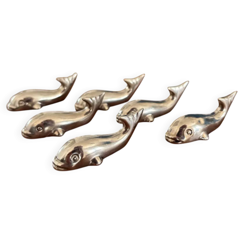 6 porte-couteaux baleine vintage en inox