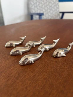 6 porte-couteaux baleine vintage en inox