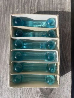 6 porte-couteaux bleus verrerie de Biot