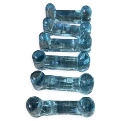6 porte-couteaux bleus verrerie de Biot