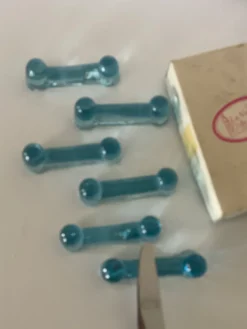 6 porte-couteaux bleus verrerie de Biot