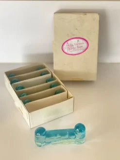 6 porte-couteaux bleus verrerie de Biot