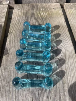 6 porte-couteaux bleus verrerie de Biot