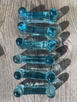 6 porte-couteaux bleus verrerie de Biot