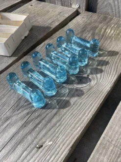 6 porte-couteaux bleus verrerie de Biot