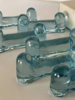 6 porte-couteaux bleus verrerie de Biot