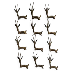 12 porte-couteaux bronze laiton art africain gazelles