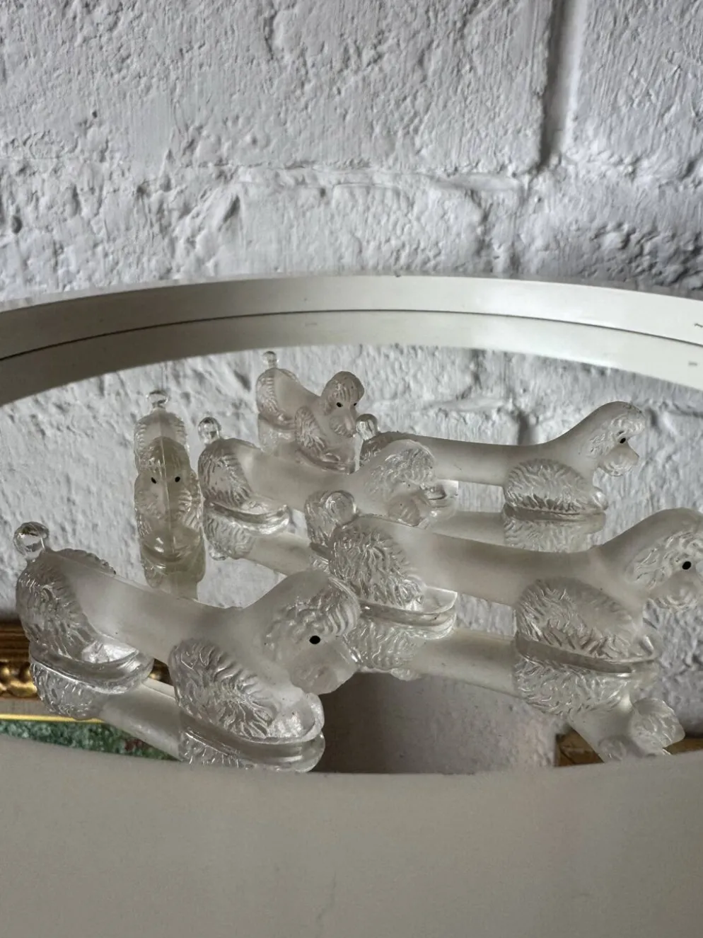 Porte couteaux caniche verre Art Déco