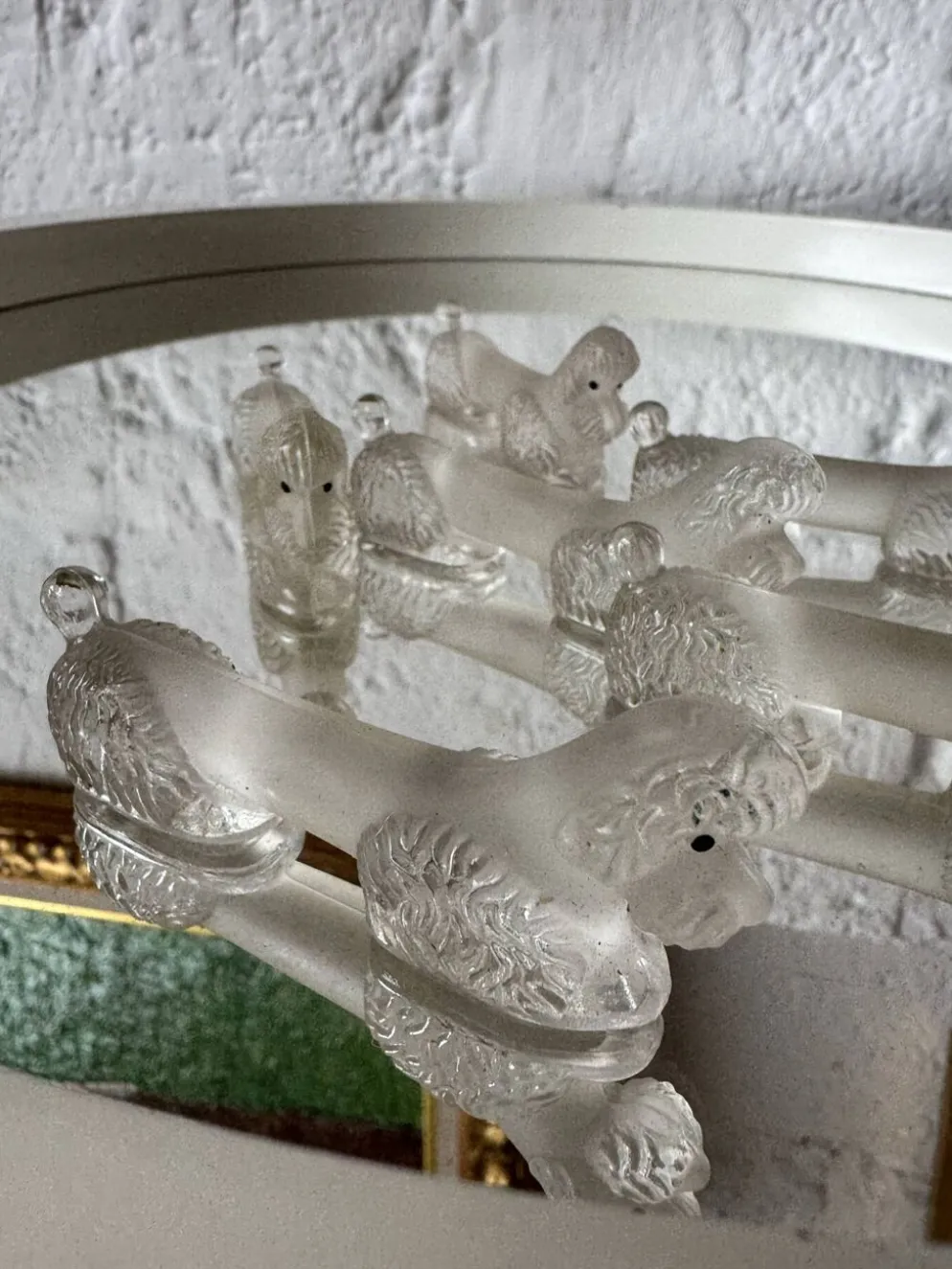 Porte couteaux caniche verre Art Déco