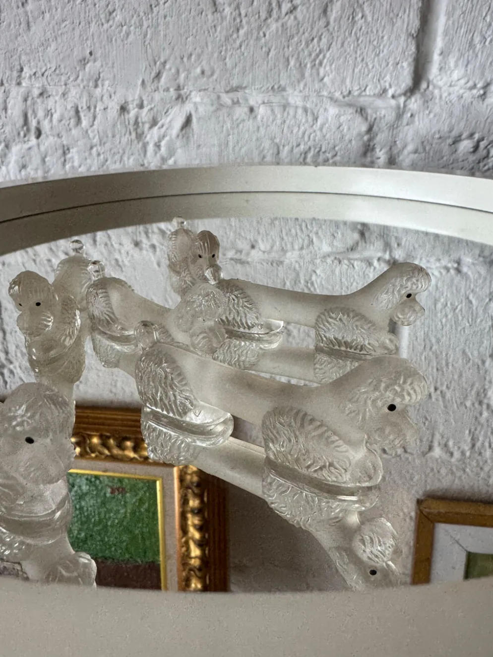 Porte couteaux caniche verre Art Déco