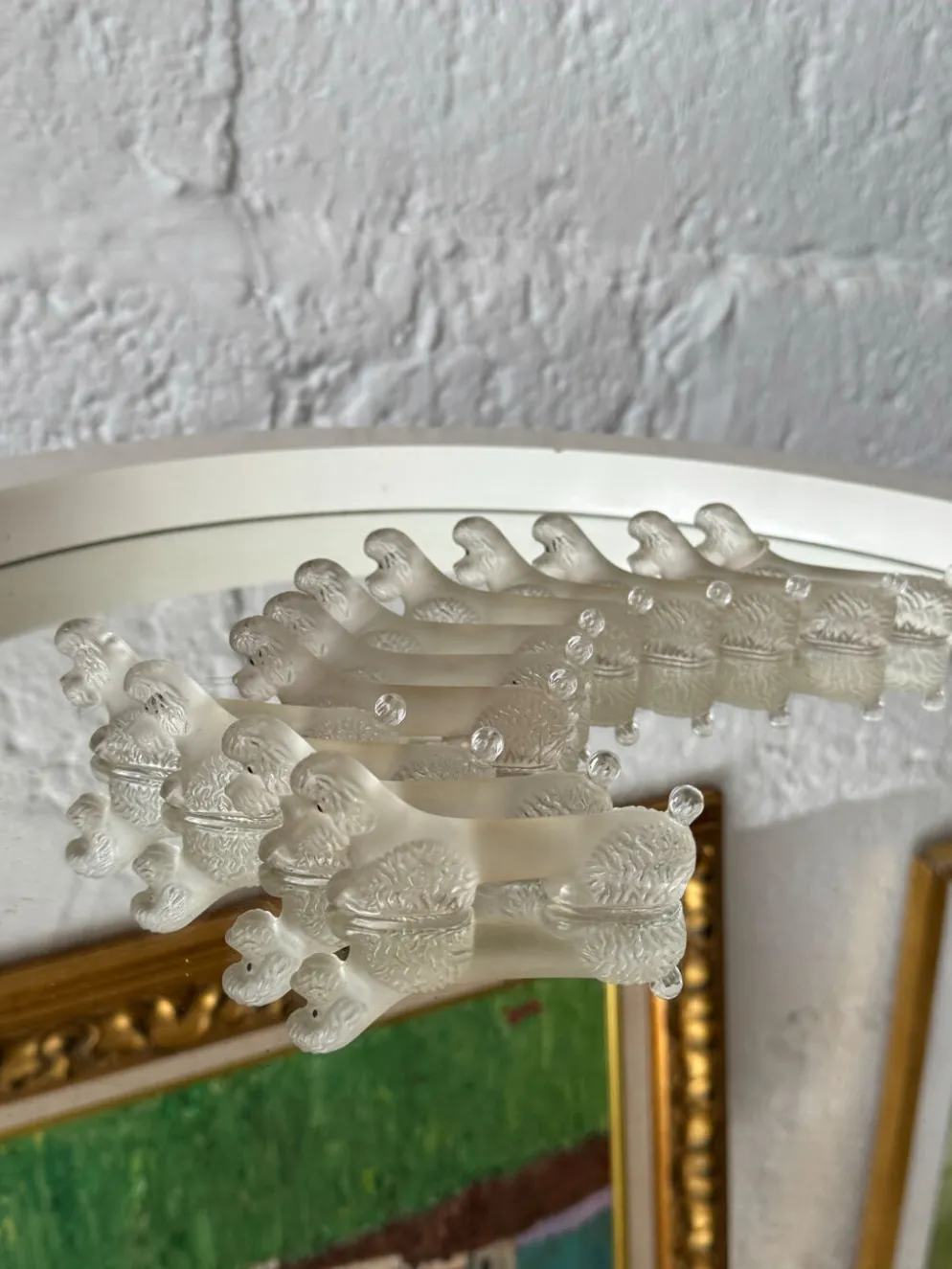 Porte couteaux caniche verre Art Déco